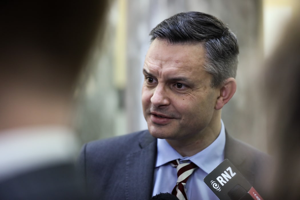 Green Party co-leader James Shaw answers media questions