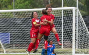 American Samoa's Cassidy Pamela Drago celebrates her goal. FIFA Women's World Cup Qualifiers 2027, OFC Qualifiers, Tonga v American Samoa, CIFA Academy, Rarotonga, Friday 28 November 2025. Photo: Shane Wenzlick / www.phototek.nz