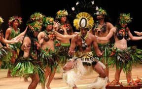 Dancers at the 51st anniversary of self-governance with the annual Constitution Day ceremony at the National Auditorium on main island Rarotonga.