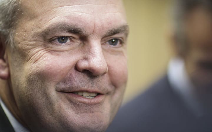 Finance Minister Steven Joyce at Printlink for the printing of the 2017 Budget.