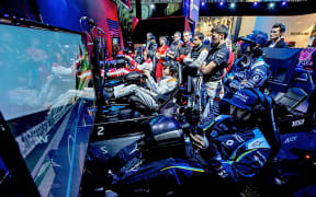 Drivers take part in a virtual Formula 1 race