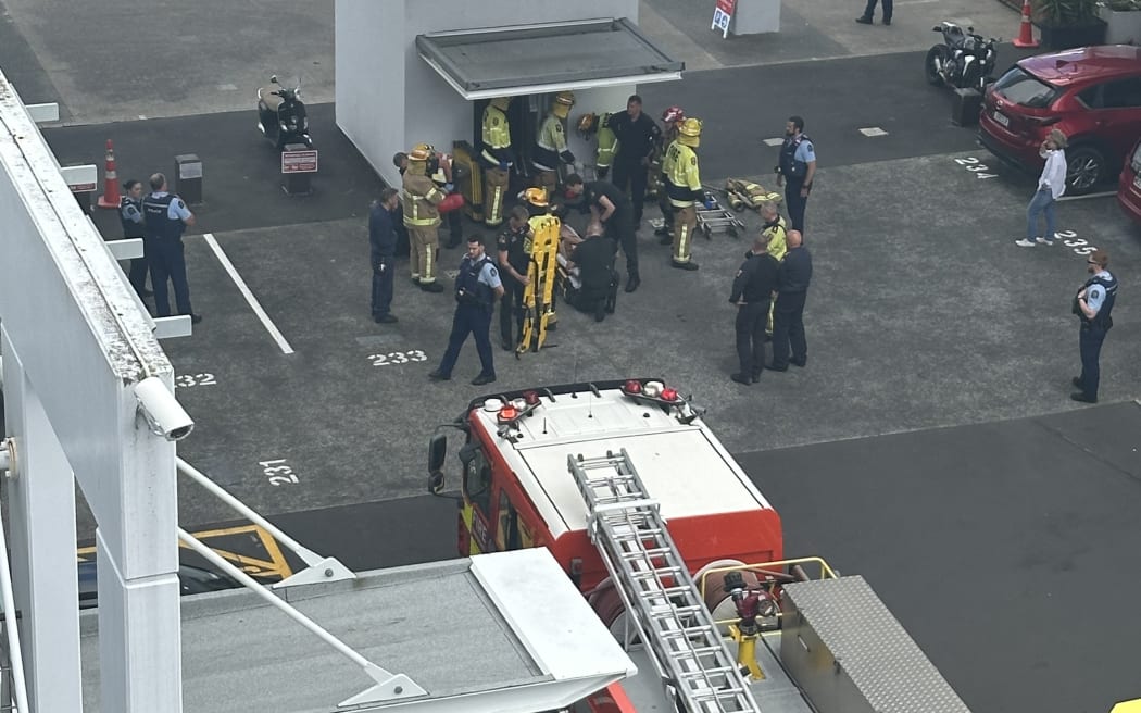 Two firetrucks and one specialist rescue team successfully pulled the person out of the lift, which was in a commercial building on the wharf.