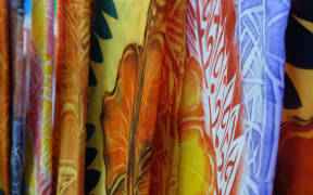 Lava-lava fabric on display at Fugalei market in the Samoan capital, Apia