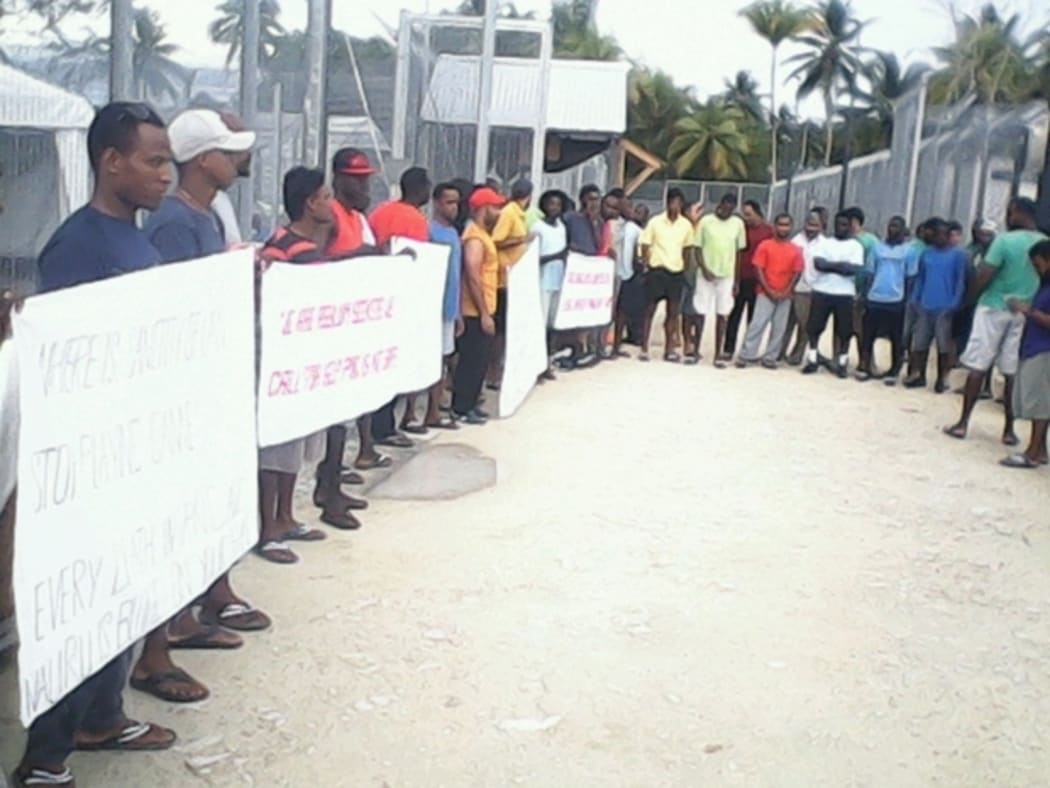 A protest by refugees and asylum seekers on Manus Island in Papua New Guinea.