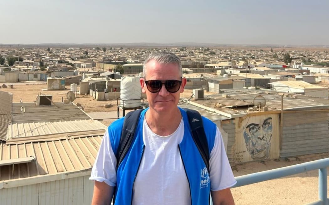 Aotearoa NZ chairperson for the United Nations High Commissioner for Refugees (UNHCR), Tim Mahood, at the Zaatari refugee camp in Jordan.