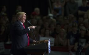 Republican presidential candidate Donald Trump speaks at a campaign rally on April 25, 2016 at West Chester University, Pennsylvania.