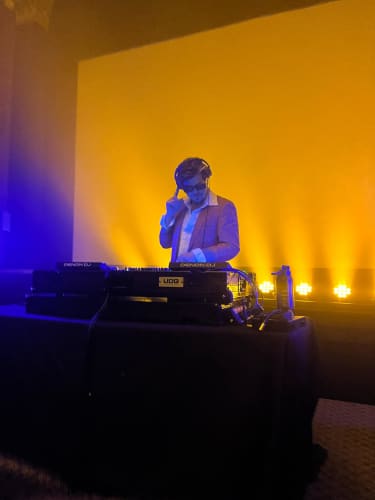 Isaac Jones DJing a set at the Geraldine Cinema.