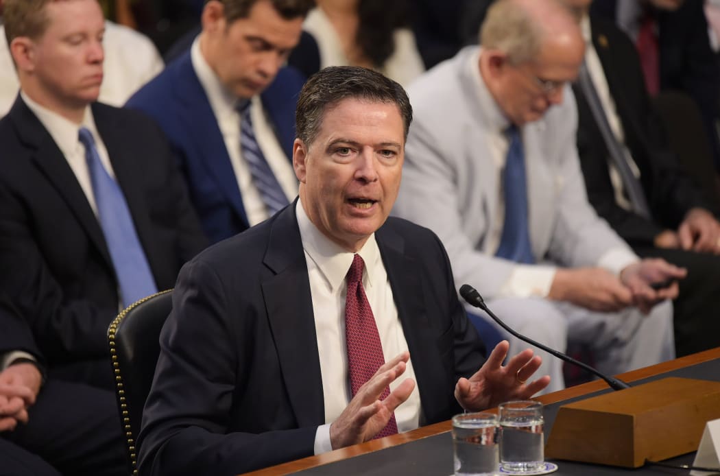 Former FBI Director James Comey giving testimony to the US Senate Intelligence Committee.
