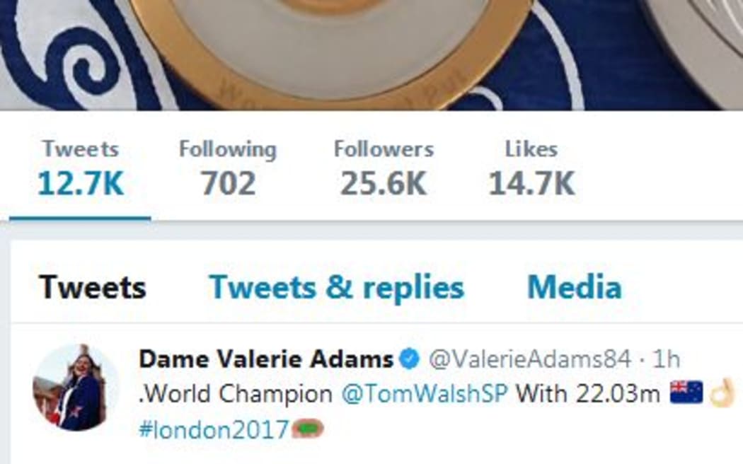Val Adams congratulates Tom Walsh on social media.