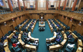 Parliament's Debating Chamber under Covid Alert Level 2