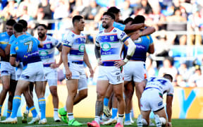 Wayde Egan of the Warriors dejected as the Titans score another try.
Gold Coast Titans v One NZ Warriors, round 16 of the Telstra NRL Premiership at Cbus Super Stadium, Gold Coast.