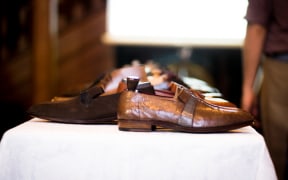 Clematis Ginza hand made shoes displayed at Olveston House in Dunedin