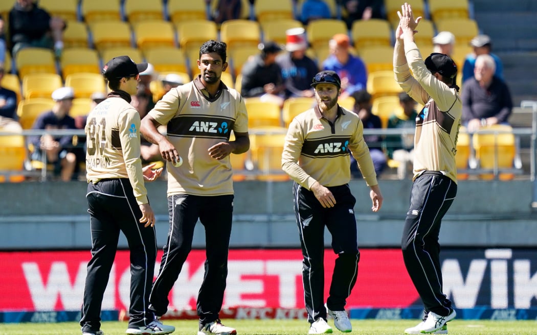 Ish Sodhi celebrates a wicket 2021.