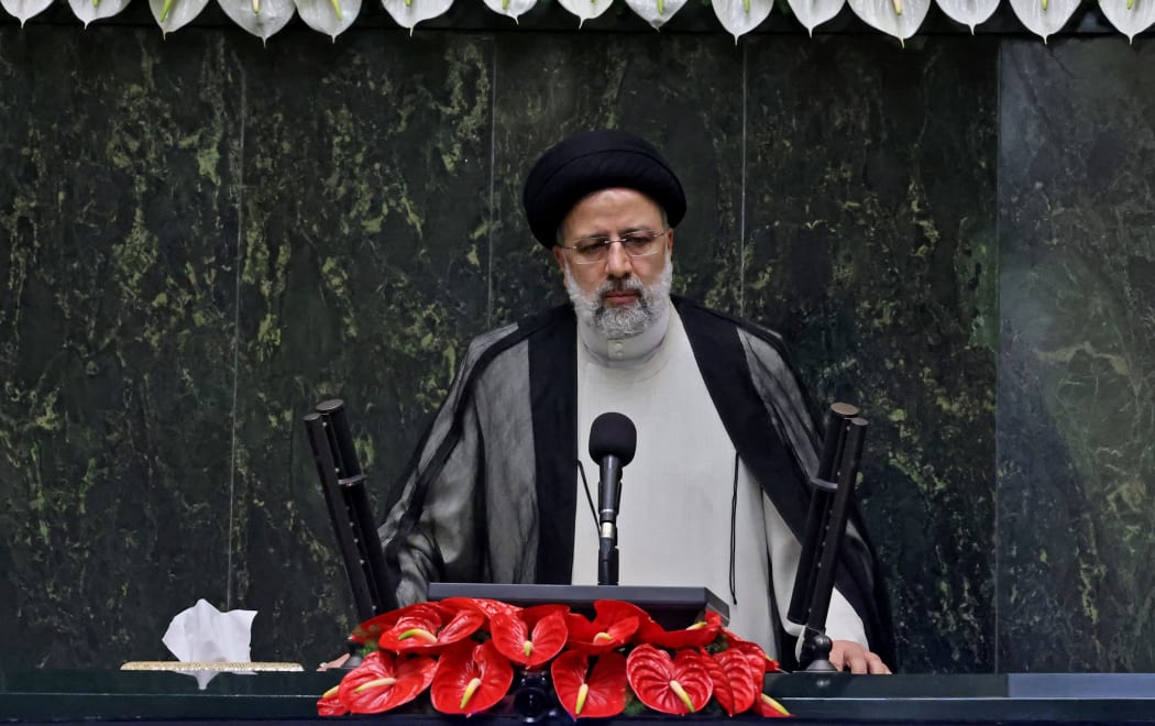 Iran's newly elected President Ebrahim Raisi speaks at his swearing in ceremony at the Iranian parliament in the capital Tehran on August 5, 2021. -