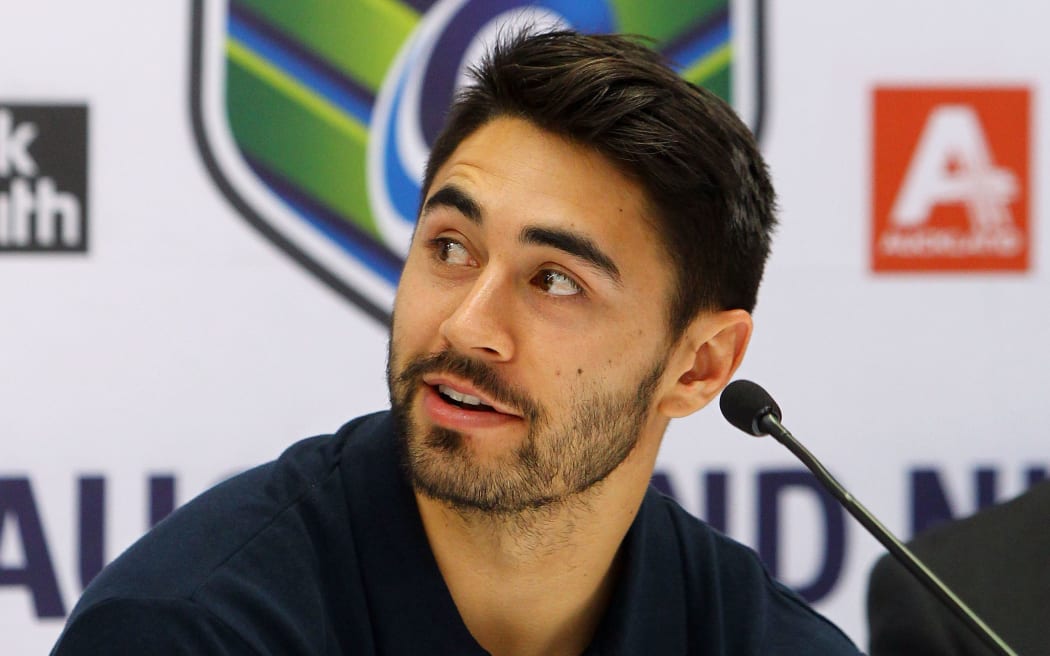 Shaun Johnson talks to media at the NRL Nines press conference, Thursday 20th August