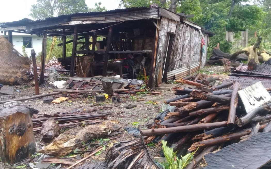 A destroyed building in the Norsup area.