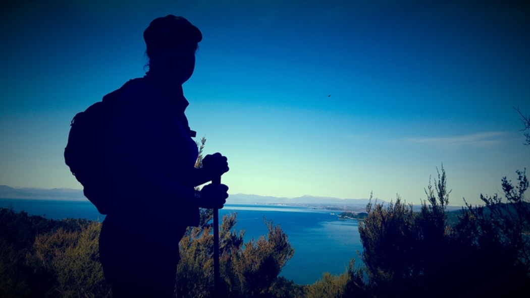 A hiker in the Abel Tasman National Park.