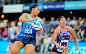 Mystics Elisapeta Toeava during the Northern Mystics v Stars ANZ Premiership match at Eventfinda Stadium, Auckland.