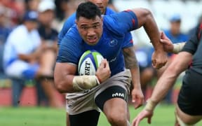 Samoa hooker Motu Matu'u on the burst against Georgia.