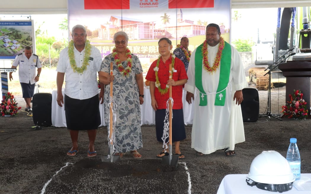 Samoa Prime Minister Fiame Naomi Mataafa with the Chinese Ambassador Chao Xiaoliang