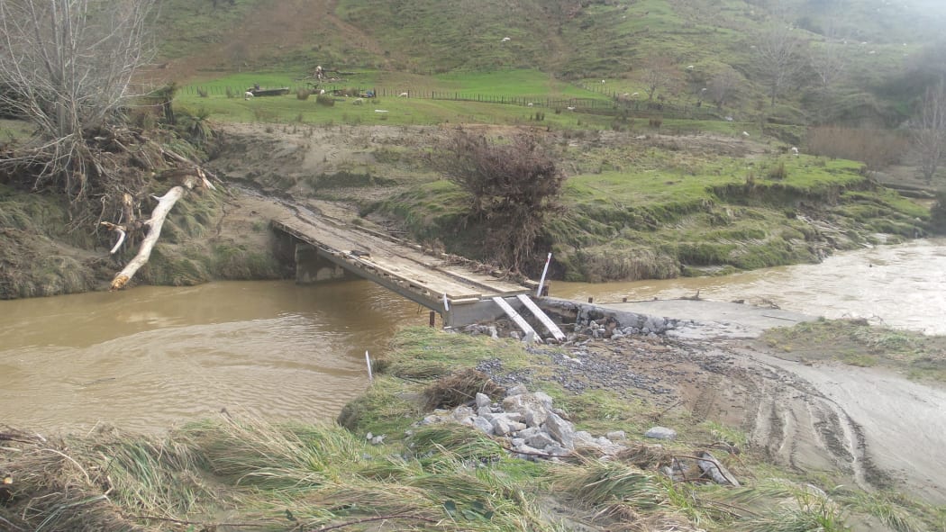 The flooding aftermath at the McBrides' farm.