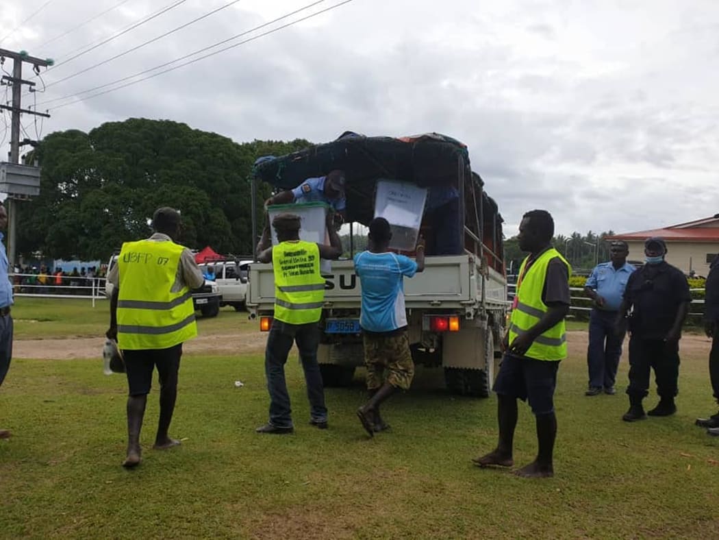 Ballot boxes being transported