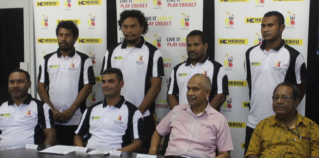 PNG cricket players and coaching staff