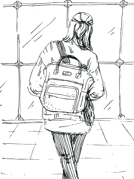 Illustration of a student with a backpack.