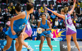 Fiji in action against Scotland at the Netball World Cup in Sydney.
