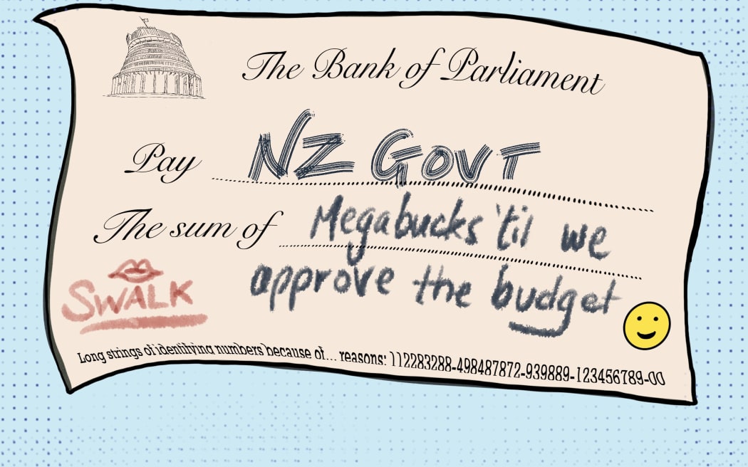 Cartoon image of a Imprest Supply cheque