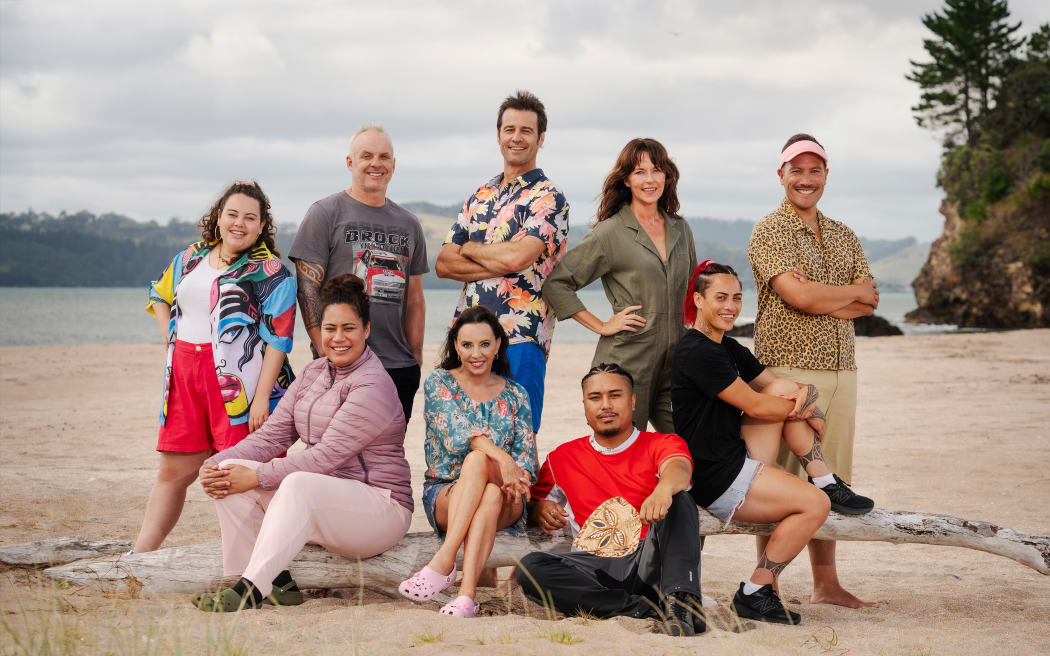 Team Aihe L-R standing are Janaye Henry, Christian Cullen, Millen Baird, Michelle Langstone, Tāmati Coffey and seated L-R is Bubbah, Suzanne Paul, JP Foliaki, Mea Motu.