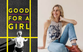 Lauren Fleshman and book cover for "Good for a Girl"