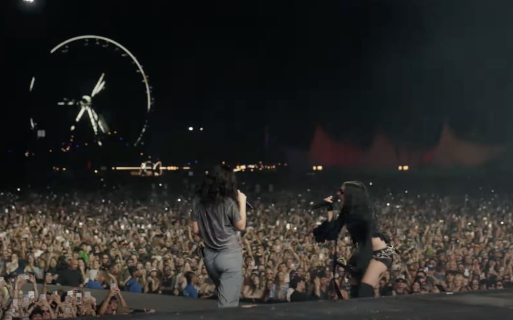 Lorde performs with Charli XCX at Coachella 2025.