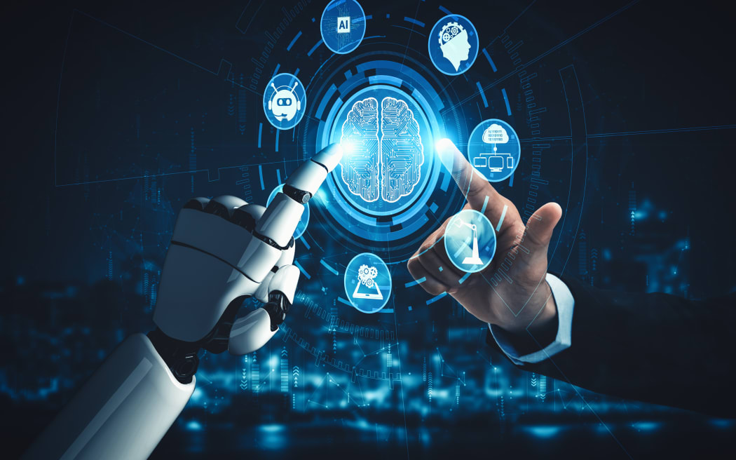 XAI 3D rendering artificial intelligence AI research of droid robot and cyborg development for future of people living. Digital data mining and machine learning technology design for computer brain.