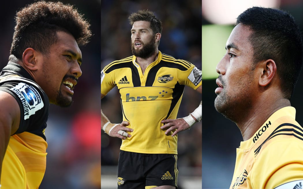 Hurricanes players Ardie Savea, left, Cory Jane, middle, and Jules Savea, right.