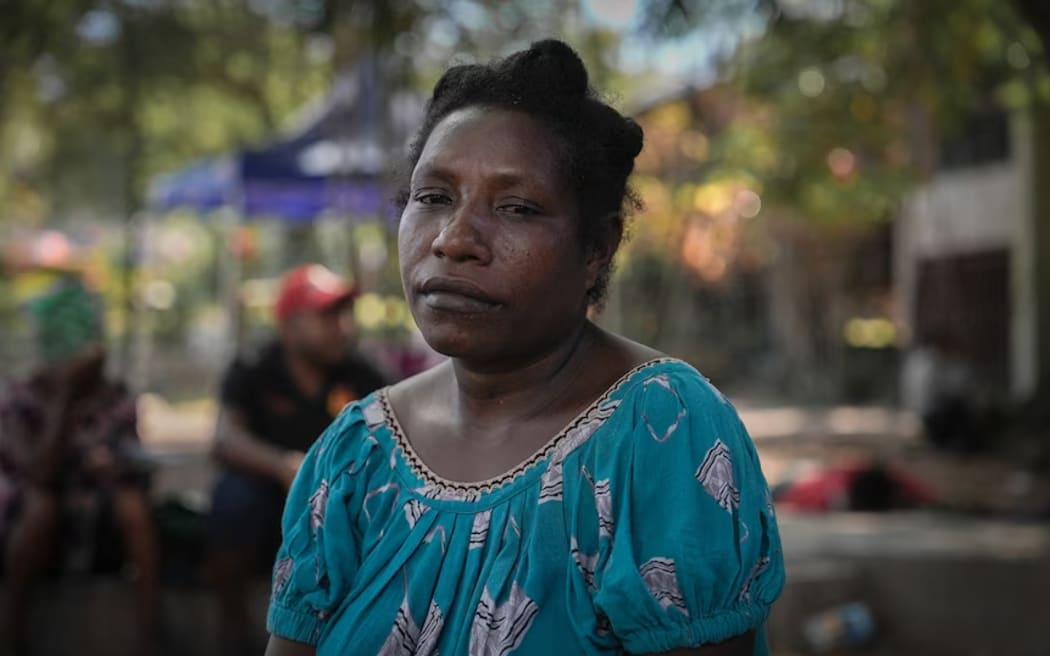 Mother Fatima Tinga gave birth to her conjoined twins via Caesarean section in remote Papua New Guinea. (ABC News: Marian Faa)