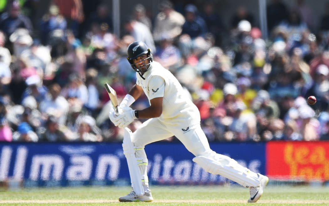 New Zealand player Rachin Ravindra on the third day of the first cricket test between New Zealand and England at Hagley Oval in Christchurch, New Zealand. Saturday, Nov. 30, 2024. ©Copyright Photo: Chris Symes / www.photosport.nz
