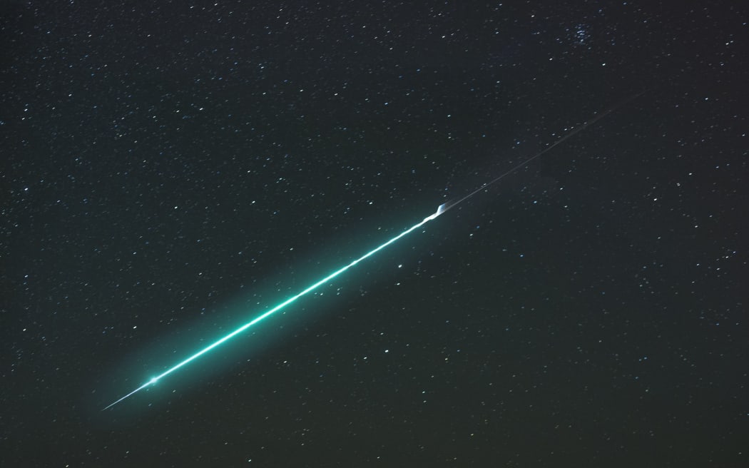 The meteor streaking across the sky was photographed by Jono Matla in Waikanae.