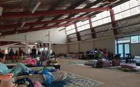 Members of the group in isolation at the Atiu community Hall in South Auckland.