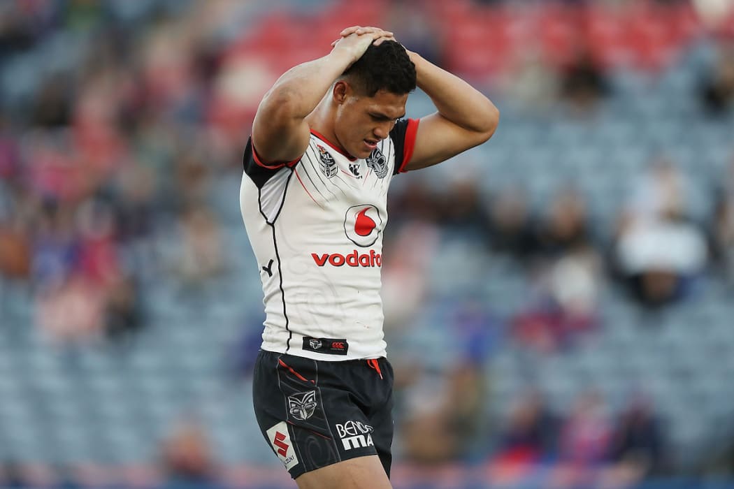 Roger Tuivasa-Sheck disappointed with the Warriors loss. Newcastle Knights v Vodafone Warriors, Round 22 of the 2017 NRL Rugby League Premiership season at McDonald Jones Stadium, Newcastle, Australia.Â 5 August 2017. Copyright photo: Mark Metcalfe /Â www.photosport.nz