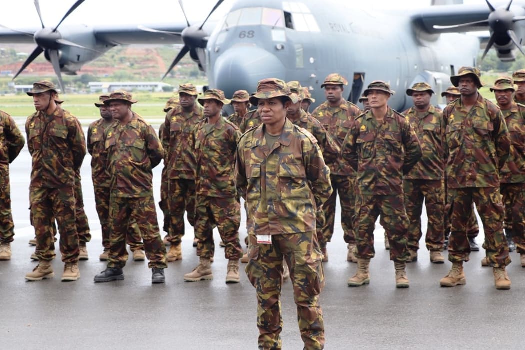 Some of the 100 PNG Defence Force personnel who deployed to Australia to help fight bushfires, January 2020.