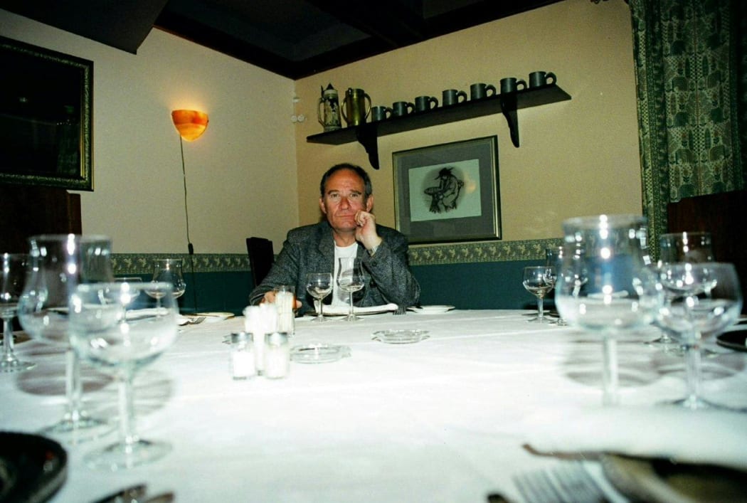 Marshall Walker at Sibelius's table in his favourite restaurant, The Konig, Helsinki.