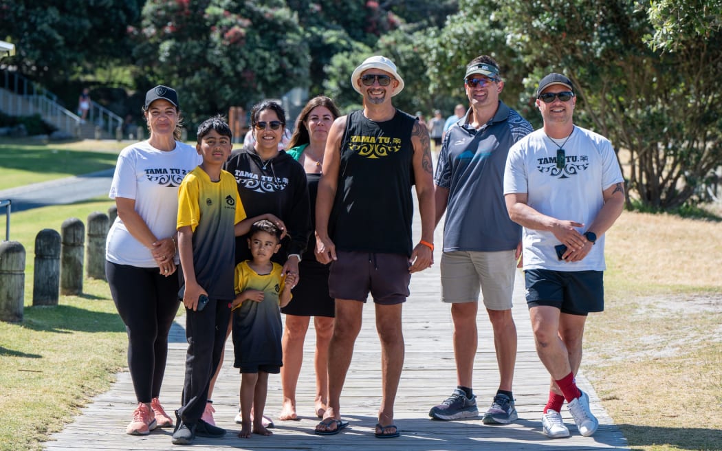 Hemi Rolleston and some of the Tama Tu wellness group that will be climbing Mauao.