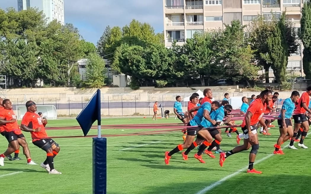 Flying Fijians training ahead of England clash.
