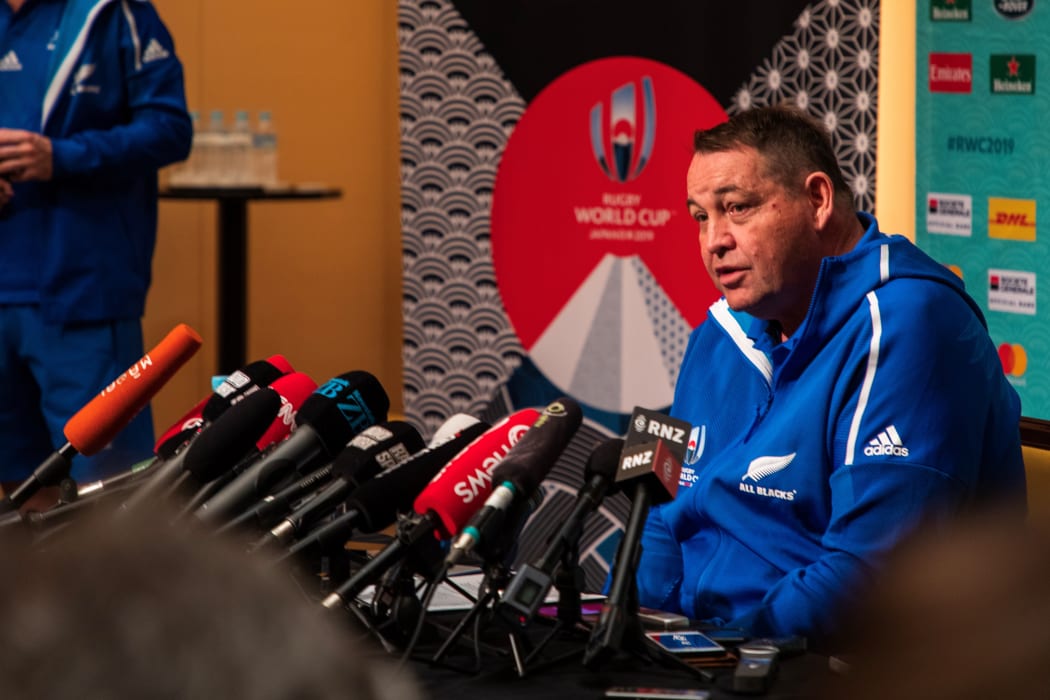All Blacks head coach Steve Hansen at the naming of the All Blacks team to play Ireland at the Rugby World Cup.