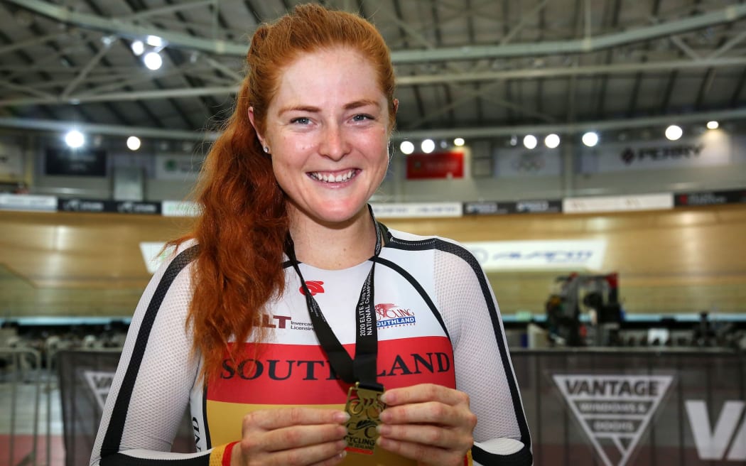 Kirstie James (married name Klingenberg) wins medal during the 2020 Vantage Elite and U19 Track Cycling National Championships at the Avantidrome in Cambridge 2020.
