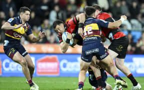 Crusaders David Havili during the Super Rugby Pacific match, Highlanders v Crusaders, Forsyth Barr Stadium, Dunedin.