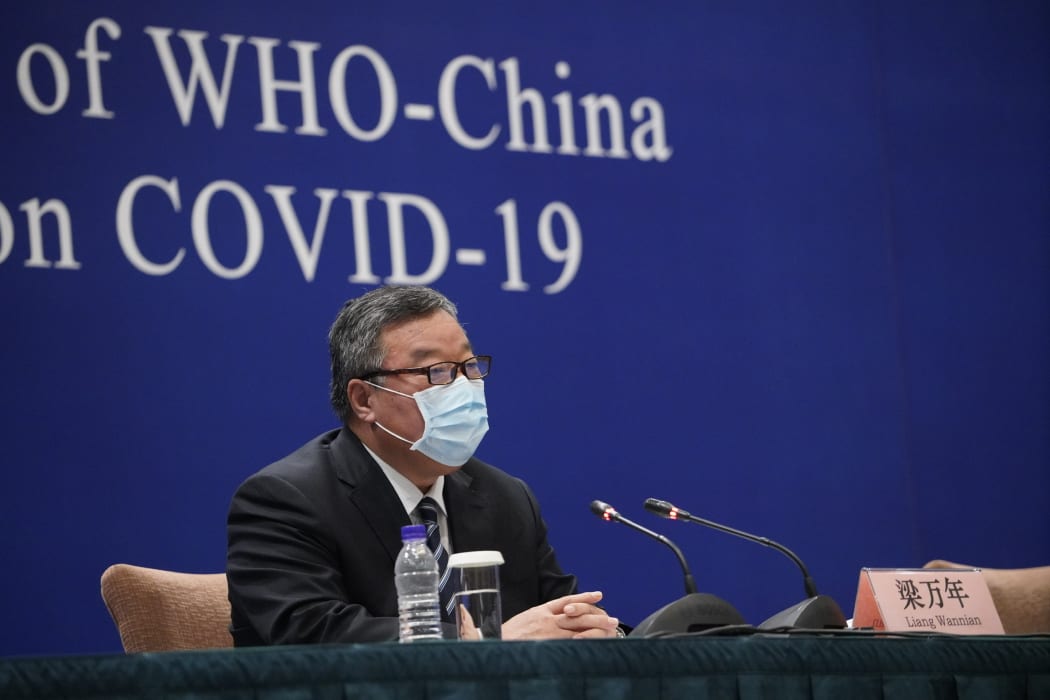 Liang Wannian, head of the Chinese team, speaks during a press conference of the China-WHO joint expert team in Beijing.