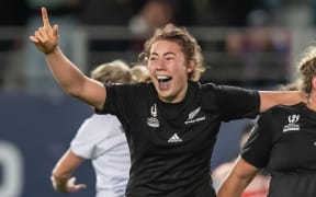 Maiakawanakaulani Roos of New Zealand celebrates winning the Women's Rugby World Cup semi-final match between New Zealand and France at Eden Park in Auckland, New Zealand on Saturday November 05, 2022. Copyright photo: Aaron Gillions / www.photosport.nz