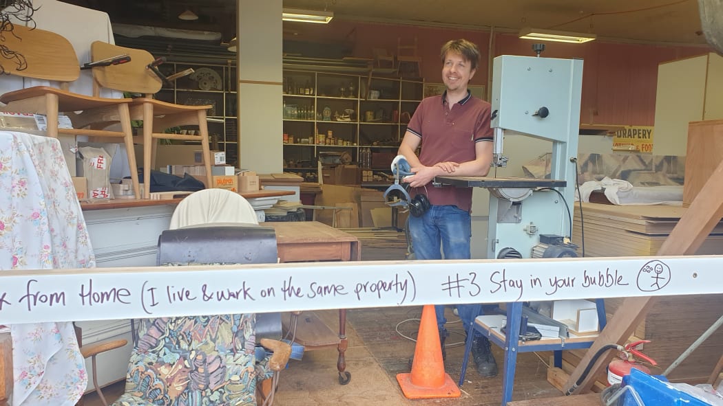 Furniture maker Ben Lilley in his Ōkato workshop.